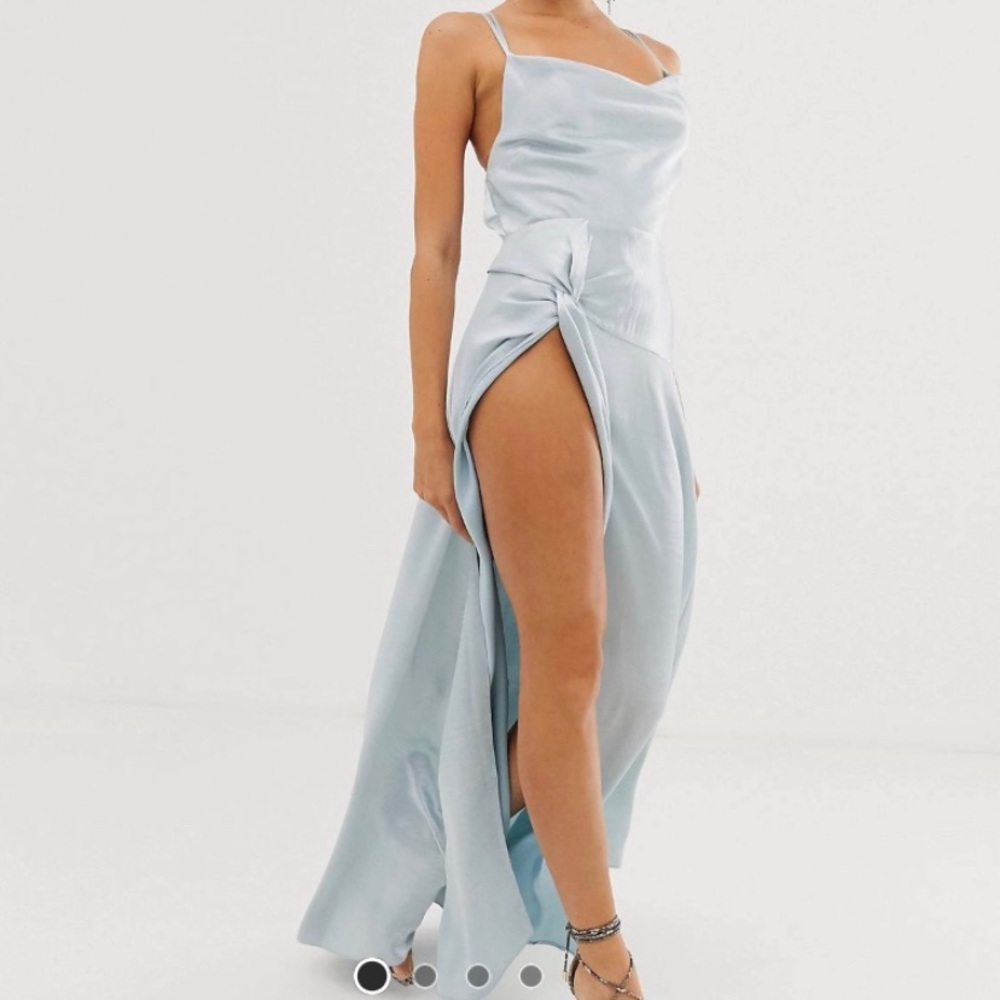 ASOS Blue Maxi Slit Open Back Dress, Size US 6